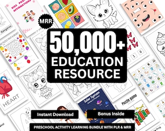 Paquete de actividades de aprendizaje y para el aula para niños / Hojas de trabajo para maestros y padres para niños / Paquete de productos digitales listos para usar / Derechos de reventa maestros (PLR/MRR)