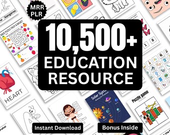 10,500+ Educational Kids Resources Bundle, Kids Learning Bundle, DFY Digital Product Bundle, PLR Master Resell Rights, Classroom Activities