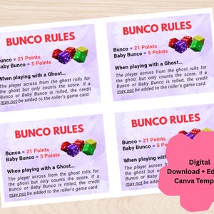 Règles et cartes d&#39;instructions de Bunco