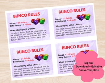 Bunco Regeln & Anleitungskarten