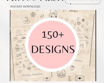 150+ Minimalist Tiny Tattoo Flash Sheet Designs | Fine Line Digital Download | Hand-Drawn Tattoo Design Bundle