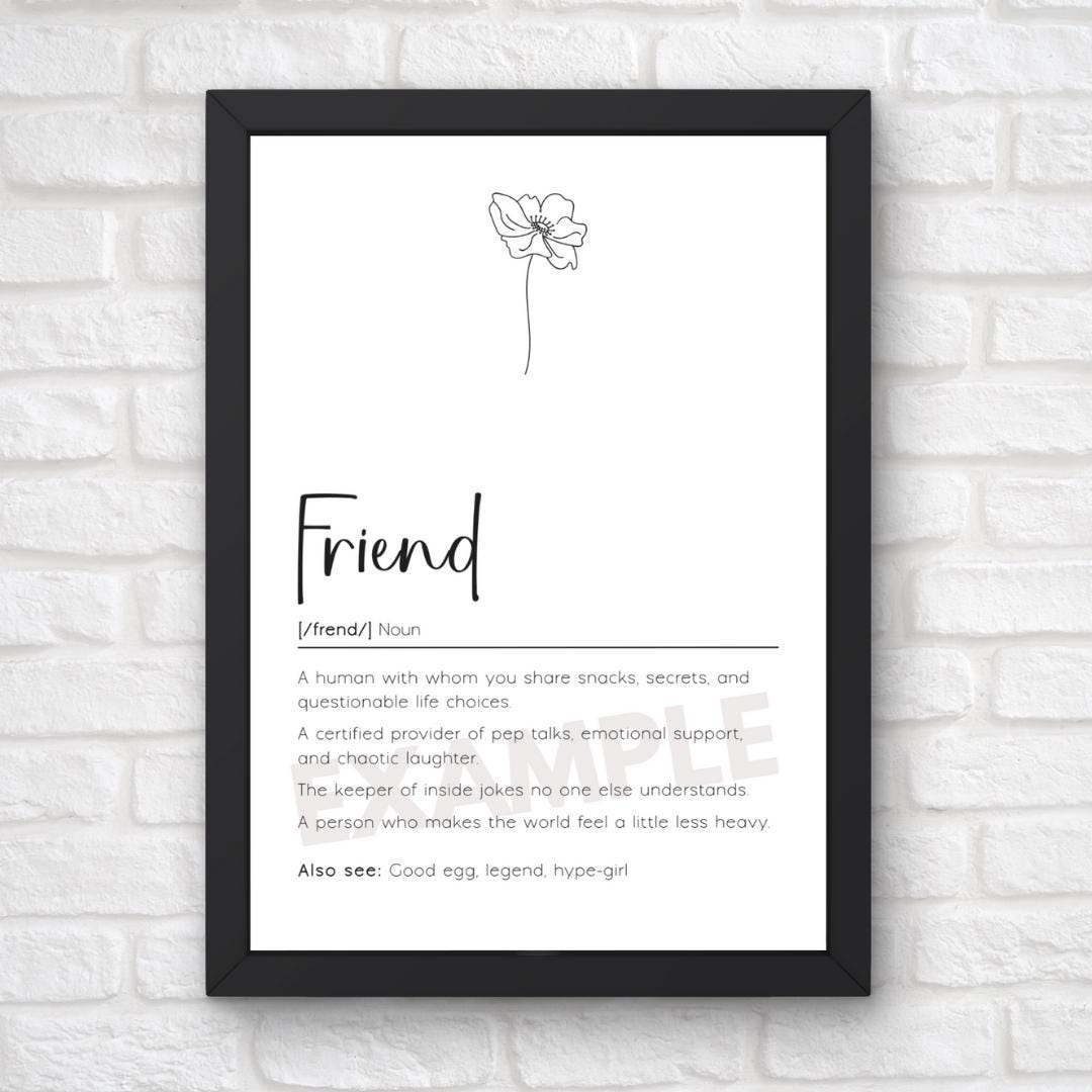 Friend Definition Print | Digital Download | Dictionary Style Wall Art ...