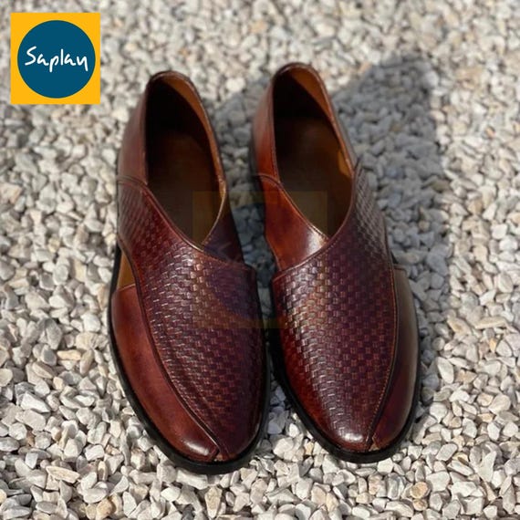Two-Tone Brown Leather Peshawari Chappal for Men | Classic Handmade Pakistani Shoes | Wedding Eid Gift