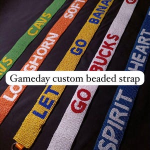 Gameday Beaded Custom Purse Strap – Personalized Football Basketball Bag strap  Team Color Adjustable Bag Chain – Handmade Beaded Gift
