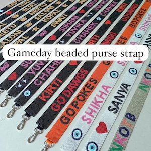 Custom Beaded Gameday Purse Strap | Stadium Approved Clear Bag Accessory College Team Colors Gold Hardware Go Vols beaded strap Custom Gift