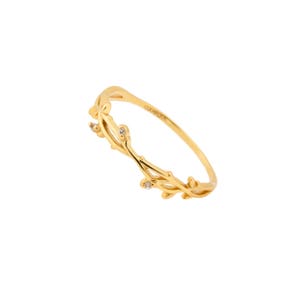 UNSCHULDIGE BLOOM Ring. Silber vergoldet und Topas. Goldener Ring, Blumenring, stapelbar Ring, vergoldeten, zierliche Ring, Silber ring