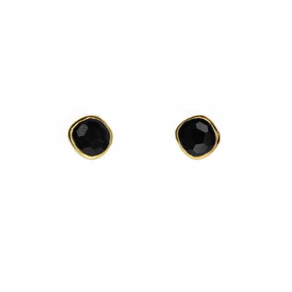 AYALA earrings. Gold plated silver and onyx. Onyx earrings, gold plated silver earrings, birthstone earrings, faceted onyx, black stone