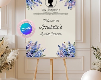 Bridgerton Bridal Shower Welcome Sign, Lady Whistledown inspired, Digital Download, Canva Template