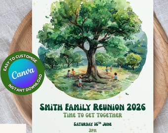 Modello di invito per riunione di famiglia - Invito per riunione di famiglia modificabile e stampabile, download digitale