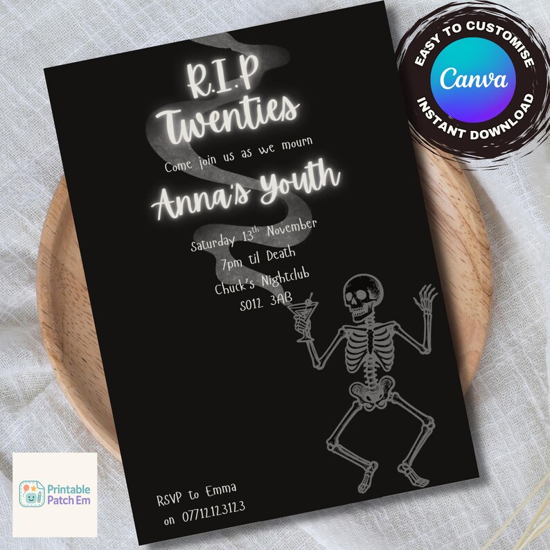 Death to My 20's, 30th Birthday Party Invitation, Digital Download