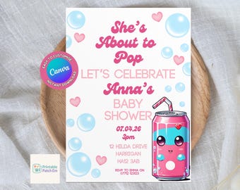 Invito per baby shower "Sta per nascere", download digitale modificabile, modello Canva