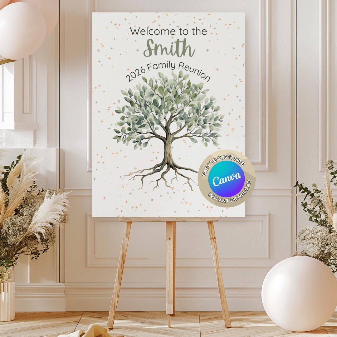 Family Reunion Welcome Sign Template – Editable Printable Family ...
