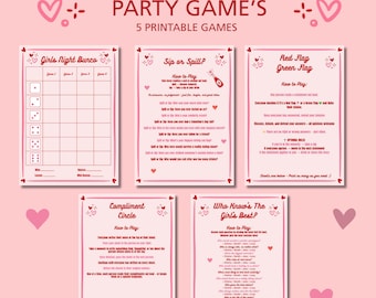 Paquete de juegos para fiesta de chicas: 5 juegos imprimibles, descarga digital, editables e imprimibles.