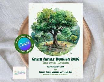 Family Reunion Invitation Template – Editable Printable Family Gathering Invite, Digital Download