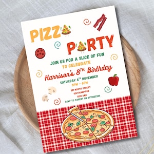 Editable Pizza Party Invitation | Pizza Birthday Party Invite | Any Age | Pizza Theme | Pizza Party Invitation Template | Canva Template