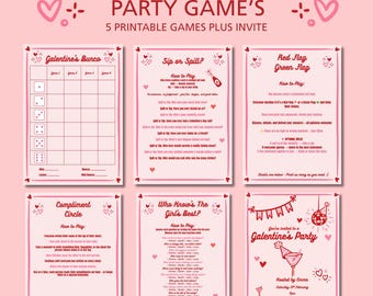 Pacote para Festa do Dia das Amigas, Jogos Imprimíveis e Convite para Noite das Meninas, Download Digital
