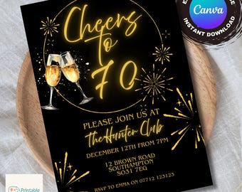 Invitación de 70 cumpleaños / Invitación editable para fiesta de adultos / Plantilla imprimible / Celebración de un hito