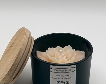 Flower Candle, 4oz Soy Candle, Camilla Sugar