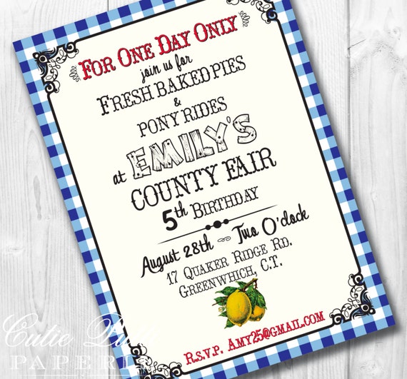 County Fair Party Invitations Printable Custom Invitations by | Etsy