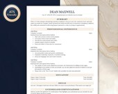 ATS Friendly Resume Template, Executive CV, Editable (Digital Download)