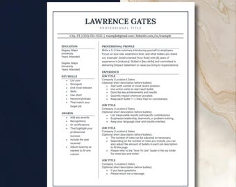 Plantilla de CV profesional para Google Docs, Word y Pages / CV moderno, diseño limpio, descarga instantánea