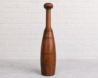Wooden Indian Mugdar Clubbell | Solid Wood Exercise Club | Karla Kattai Fitness Mace | Traditional Strength Training Tool