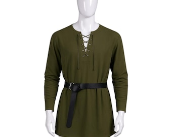 Medieval Renaissance Tunic Shirt with Belt - LARP Viking Costume