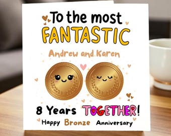 Fantastische Paar 8. Bronze Jahrestag Karte, lustig 8 Jahre zusammen, personalisierte Geschenkidee"