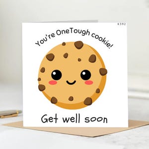 Tarjeta de pronta recuperación - Diseño de galleta resistente y tierno - Tarjeta de ánimo - Tarjeta divertida de pronta recuperación - Tarjeta de apoyo para enfermedades o recuperación