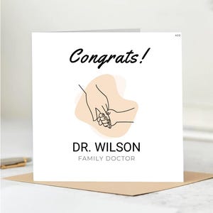 Minimalist Doctor Graduation Card – Personalised Congrats for New Family Doctor-Custom Name Card for Medical School Graduate
