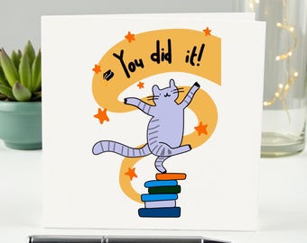 You Did It Funny Graduation Card, Cute Cat Graduation Card, Congratulations Grad Card, Class of 2025 Graduation Gift, Funny Cat Congrats