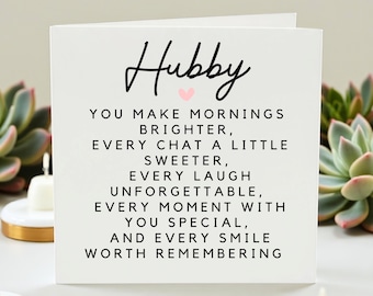 Husband Birthday Card with Sentimental Poem, To My Hubby Birthday Card, Romantic Anniversary Card for Husband, Heartfelt Love Poem Greeting
