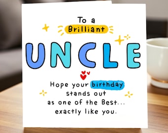 Funny Uncle Birthday Card, Cute Male Greeting, Happy Birthday Card for Uncle, Cartoon Style Family Gift