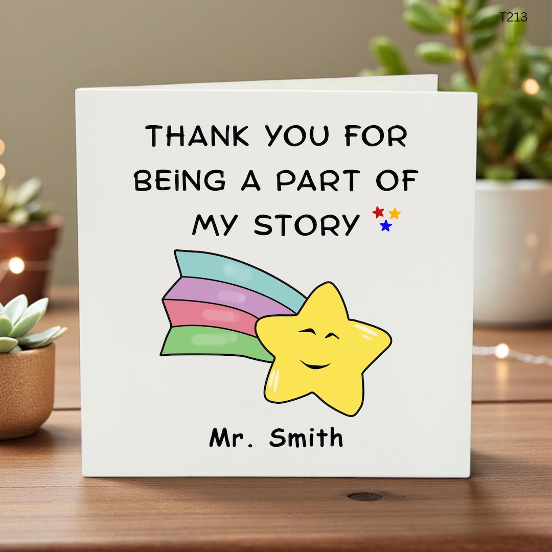 Thank You for Being Part of My Story Card - Teacher Thank You Card ...