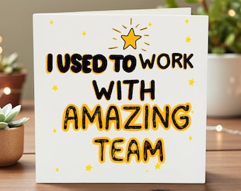 Tarjeta de despedida divertida para compañeros de trabajo, tarjeta de despedida de equipo, tarjeta de despedida de colegas, regalo de despedida del trabajo, tarjeta de despedida de oficina, 6x6