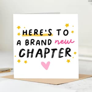 Here&#39;s to a Brand New Chapter-New Chapter Card – Encouragement or University Send-Off Card- Personalised Card, Good Luck card