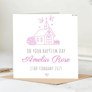 Blessings on Your Baptism Day, Amelia Rose Card-personalised Baptism card-Blessings On Baptism, custom Baptism Card