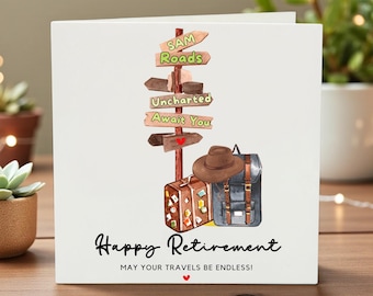 Your Next Adventure Awaits Retirement Card, Personalised Happy Retirement Card, New Chapter Retirement Card, Travel Retirement Card for Him