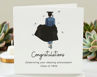 Personalised Graduation Card for Her | Congratulations on Your Graduation Card | Female Graduate Illustration | University College Grad Card