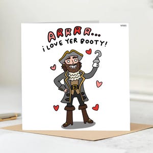 I Love Yer Booty - Funny Card, Anniversary Card, Love Card, Romantic Card, Birthday Card, Nice Bum Card