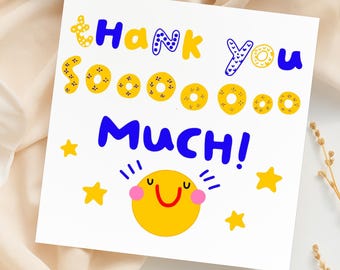 Thank You So Much Card,Funny Thank You Card,Colorful Thank You Card,Appreciation,Funny Greeting Card,Personalised Thank You Card