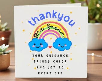 Teacher Card, Appreciation Thank you Teacher Card, Personalised Teacher Card, End of Term, Teaching assistant, Nursery Teacher 6x6