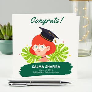 パーソナライズされた卒業お祝いカード カスタムネーム 卒業カード 2025年卒業クラス 大学学位 お祝いギフト 6x6