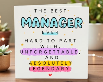 Amazing Manager Leaving Card, Thank You Manager Card, Farewell Manager Gift, Appreciation Work Card, Boss Leaving Card,6x6