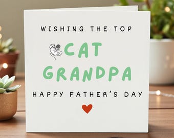 Vaderdagkaart voor opa kat, snorrenkattenkaart, opa dierenliefhebber, illustratie schattige kat, kaart grappige opa, cadeau