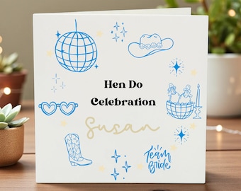 Tarjeta de despedida de soltera personalizada, tarjeta vaquera para despedida de soltera, Feliz despedida de soltera, tarjeta para la futura novia, Equipo de la novia, Despedida de soltera, Despedida de soltera