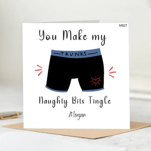 Personalised Naughty Love Card – Tingly Bits Card – Funny Sexy Card for Boyfriend or Husband,Naughty Love Card,Funny card
