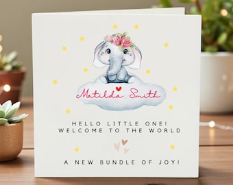 Välkommen till världen Flicka-kort - Gratulationskort - Babyshower-kort - Personligt Flicka-kort - Anpassat Nyfödd-hälsningskort