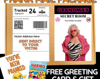 Funny Prank Mail-pakket: cadeau met snoep en wenskaart
