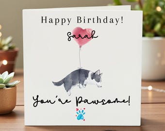Personalised Dog Birthday Card, Cute Corgi Design, Custom Name, You're Pawsome, Pet Lover Greeting Card, Fun Animal Birthday Gift
